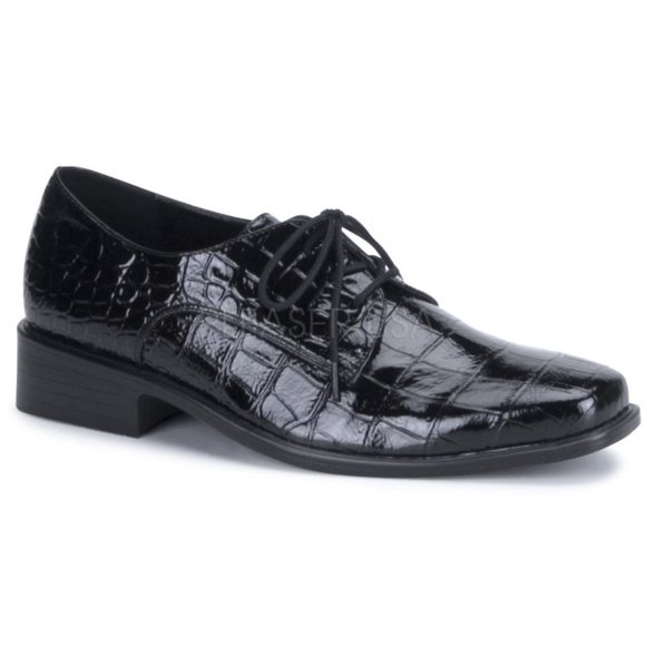 Black patent oxford crocodile imitation shoes - Picture 2 of 5